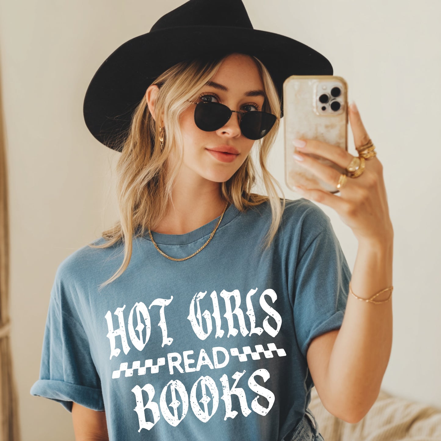 Hot Girls Read Books T-Shirt | Unisex Garment-Dyed Tee | Book Lover Gift, Reading Tee, Casual Style, Gifts for Her