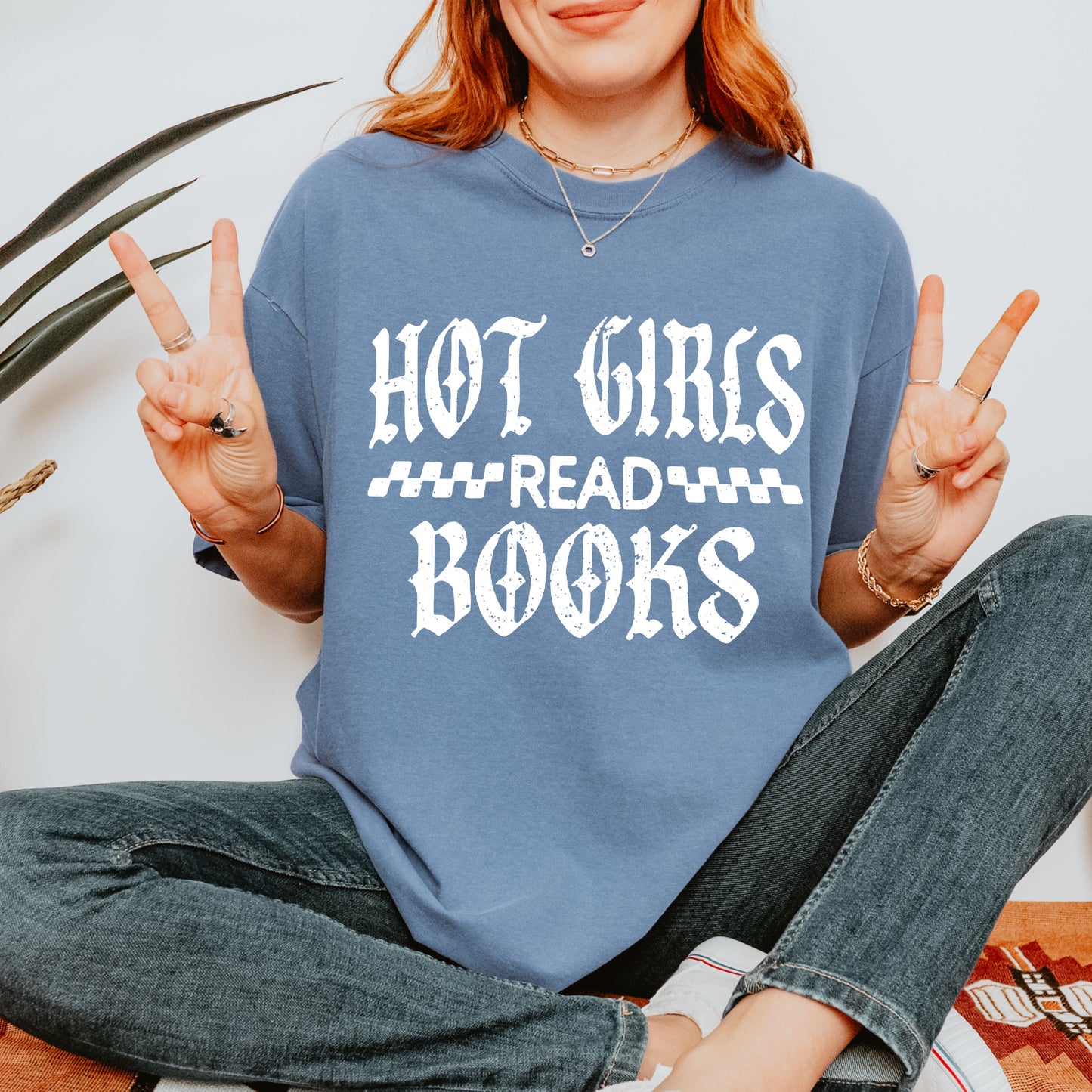 Hot Girls Read Books T-Shirt | Unisex Garment-Dyed Tee | Book Lover Gift, Reading Tee, Casual Style, Gifts for Her