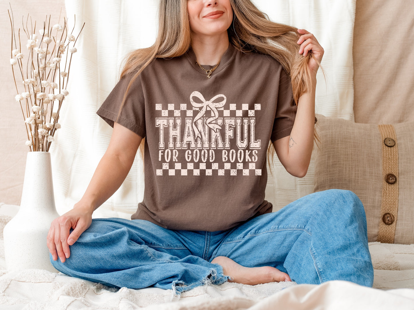 Thankful for Good Books Unisex T-shirt, Cozy Reading Tee, Book Lover Gift, Fall Apparel, Thanksgiving Top, Literary Style Shirt