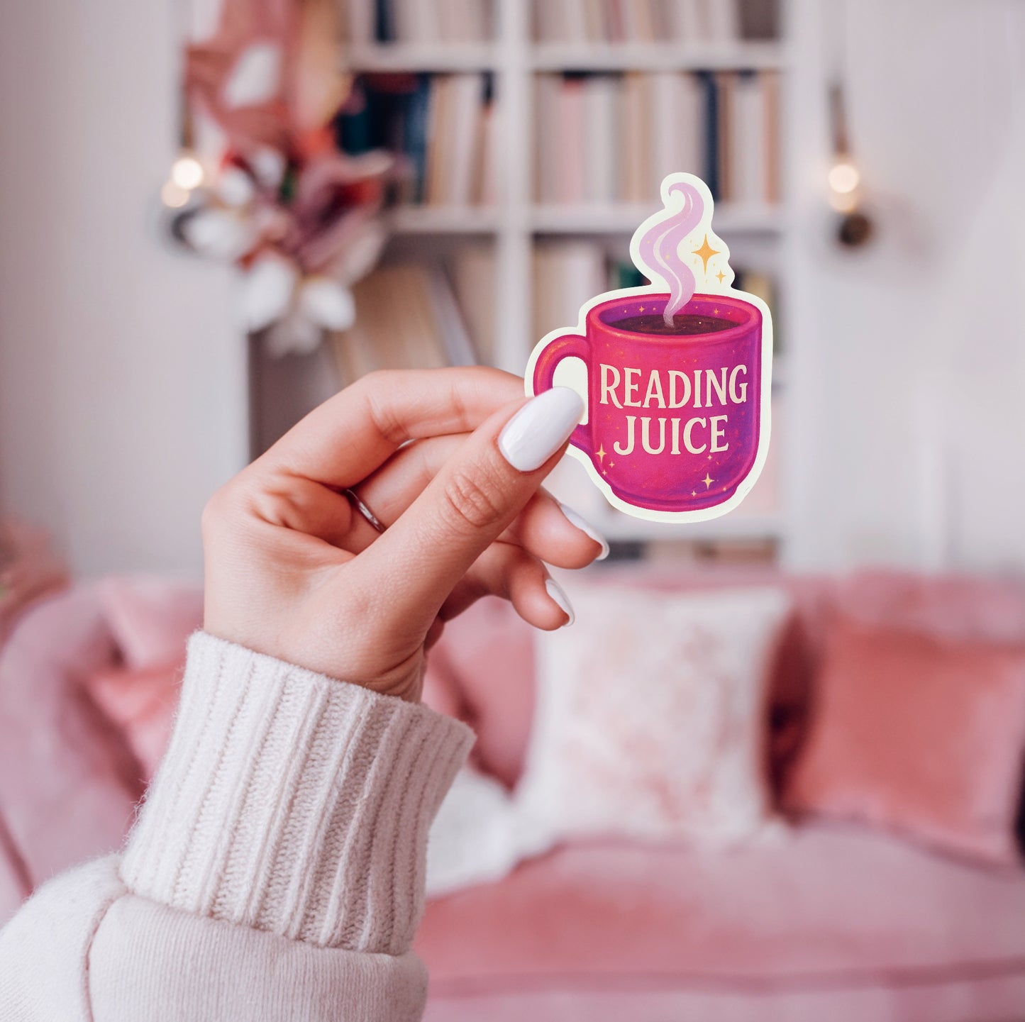 Coffee Mug Reading Juice Sticker