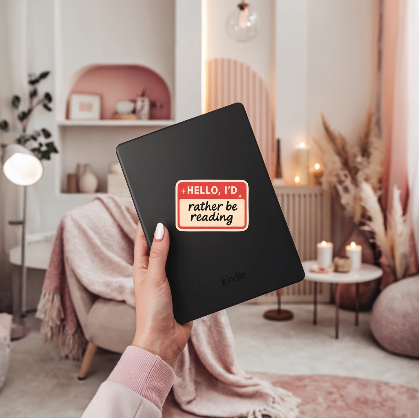 Hello I’d Rather Be Reading Name Tag Sticker