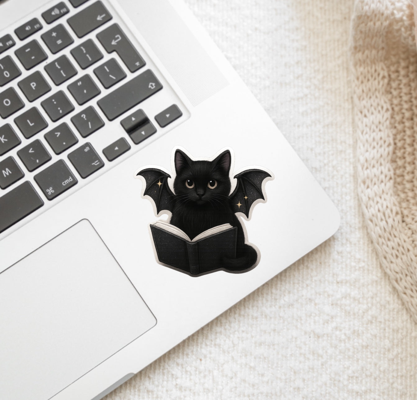 Bat Cat Reading Familiar Sticker