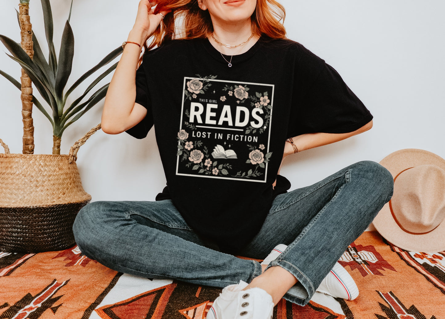 This Girl Reads Women’s Bookish Tshirt - Comfort Colors Tee (Black)
