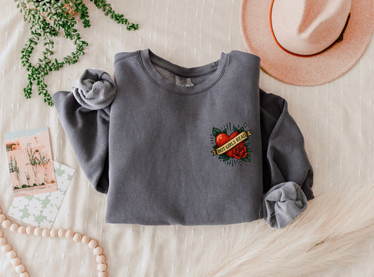 Hot Girls Read Stylish Unisex Lightweight Crewneck Sweatshirt - Perfect Gift for Friends, Casual Wear, Valentine’s Day, Cozy & Cute Sweatshirt