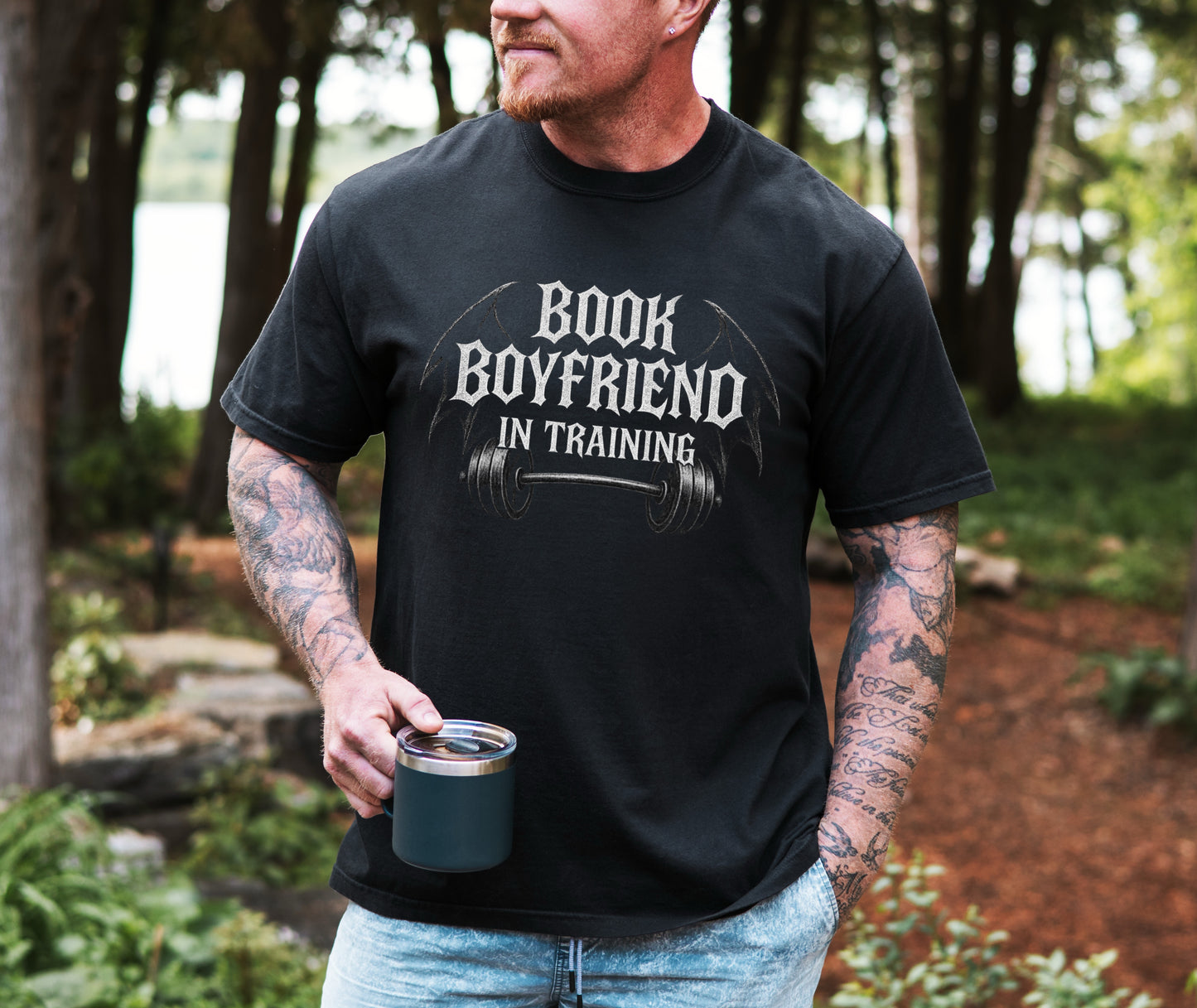 Book Boyfriend Training T-Shirt, Funny Gym Shirt, Gift for Readers, Book Lover Gift, Novelty Workout Tee, Unisex Graphic Tee