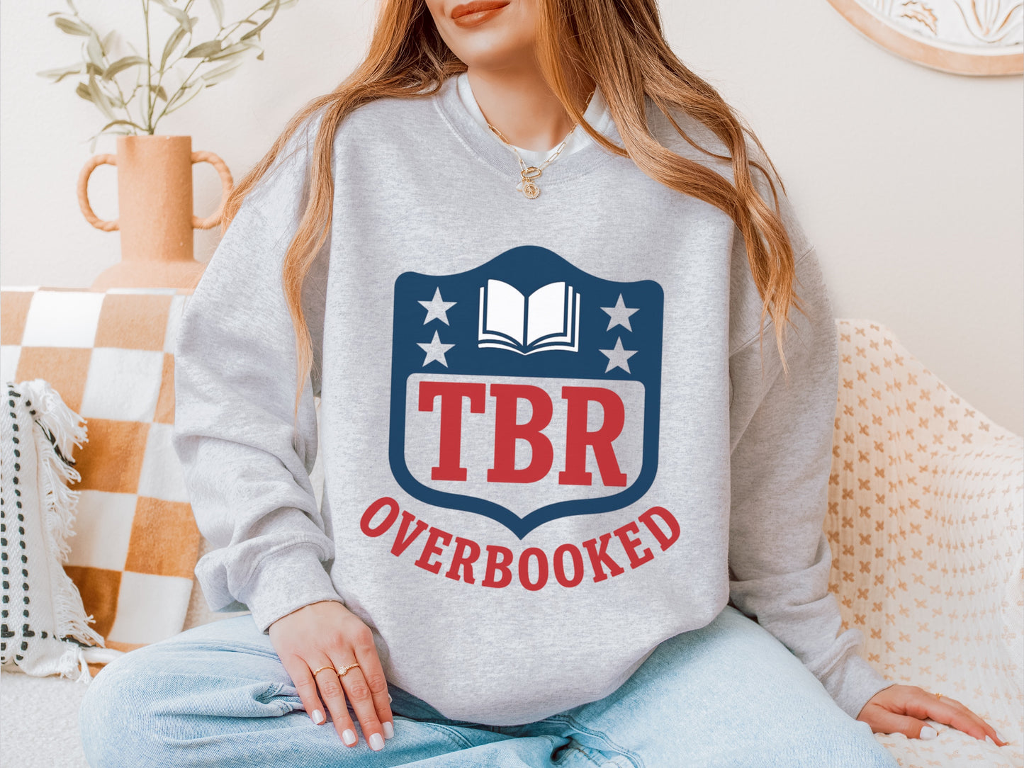 Cozy Book Lovers Crewneck Sweatshirt | TBR Overbooked Design, Gift for Readers, Literary Apparel, Comfortable Crew, Reading [...]