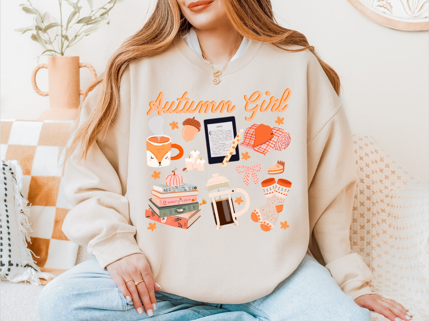 Autumn Girl Sweater - Cozy Fall Crewneck Sweatshirt for Women, Perfect Gift for Autumn Lovers, Pumpkin Spice Season, Seasonal Style