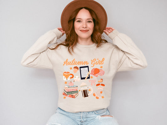 Autumn Girl Sweater - Cozy Fall Crewneck Sweatshirt for Women, Perfect Gift for Autumn Lovers, Pumpkin Spice Season, Seasonal Style