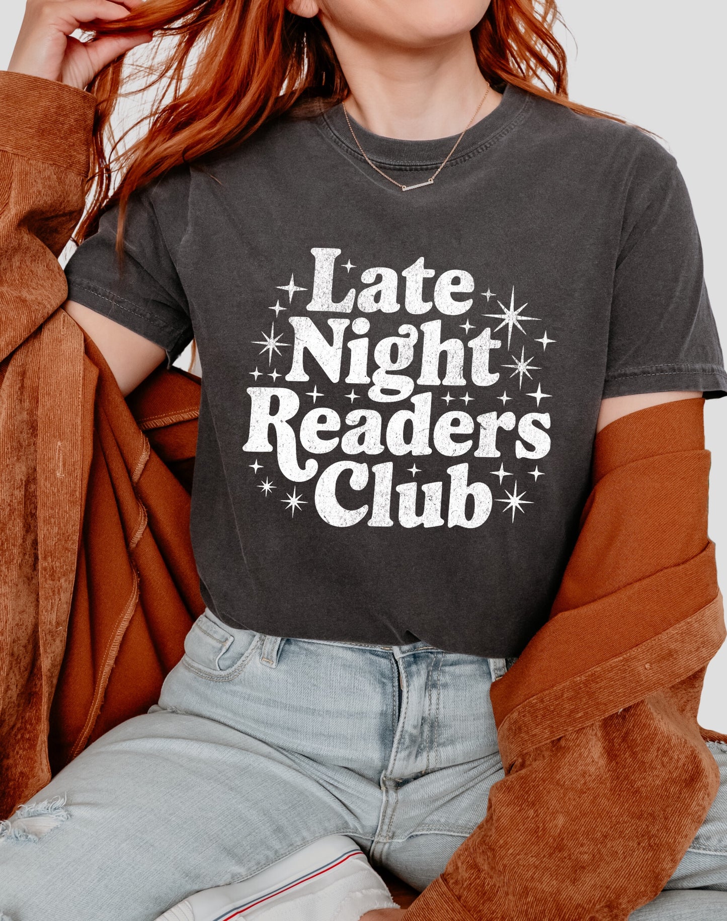 Late Night Readers Club - Unisex Garment-Dyed T-Shirt, Cozy Reading Tee, Gift for Book Lovers, Casual Wear, Cozy Vibes, Book Club Apparel