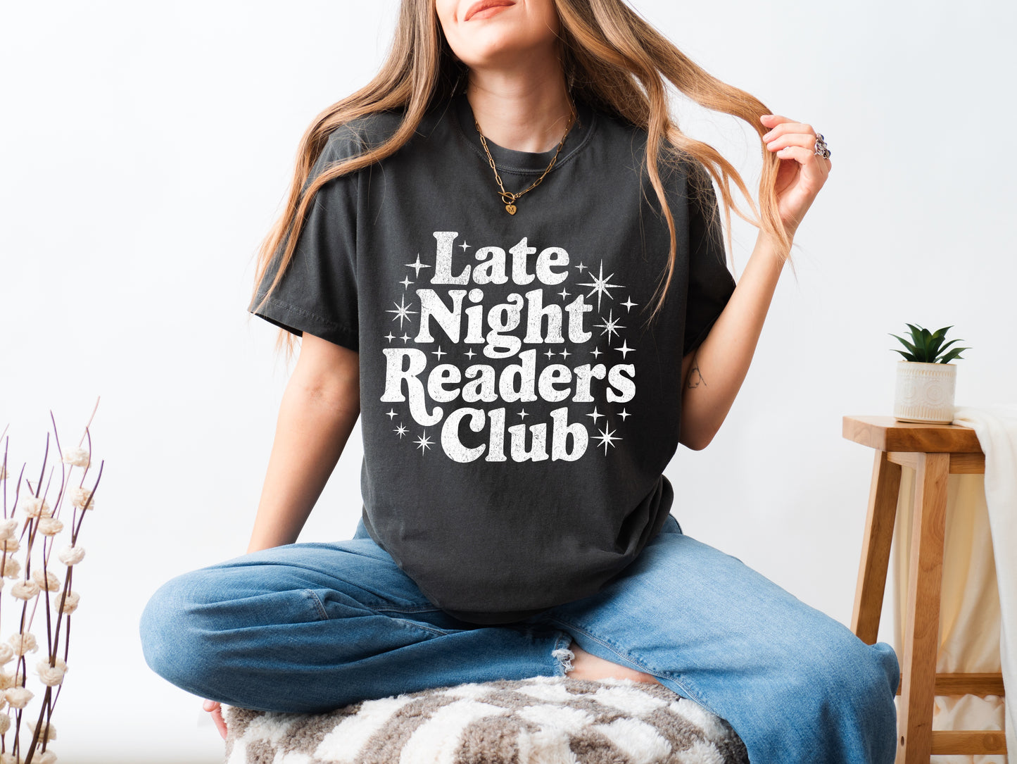 Late Night Readers Club - Unisex Garment-Dyed T-Shirt, Cozy Reading Tee, Gift for Book Lovers, Casual Wear, Cozy Vibes, Book Club Apparel