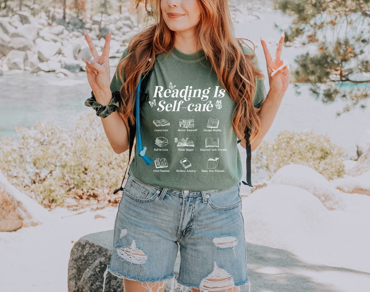 Reading is Self-Care T-Shirt | Comfort Tee for Book Lovers, Relaxation Wear, Gift for Readers, Self-Care Apparel, Literary Gift