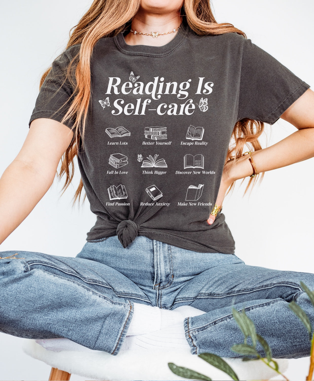 Reading is Self-Care T-Shirt | Comfort Tee for Book Lovers, Relaxation Wear, Gift for Readers, Self-Care Apparel, Literary Gift