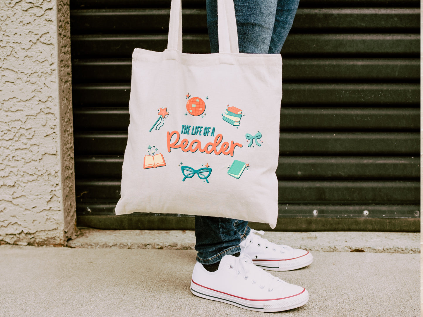 Life of a Reader Cotton Canvas Tote, Bookish Gift for Readers, Eco-Friendly Shopping Bag, Cute Book Bag, Reading Accessory, Library Tote