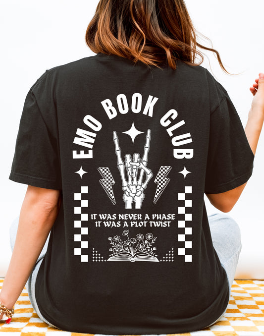 Emo Book Club T-Shirt | Unisex Garment-Dyed Tee with Skeleton Hand Design | Perfect for Book Lovers | Great for Gifts, Concerts, Emo [...]