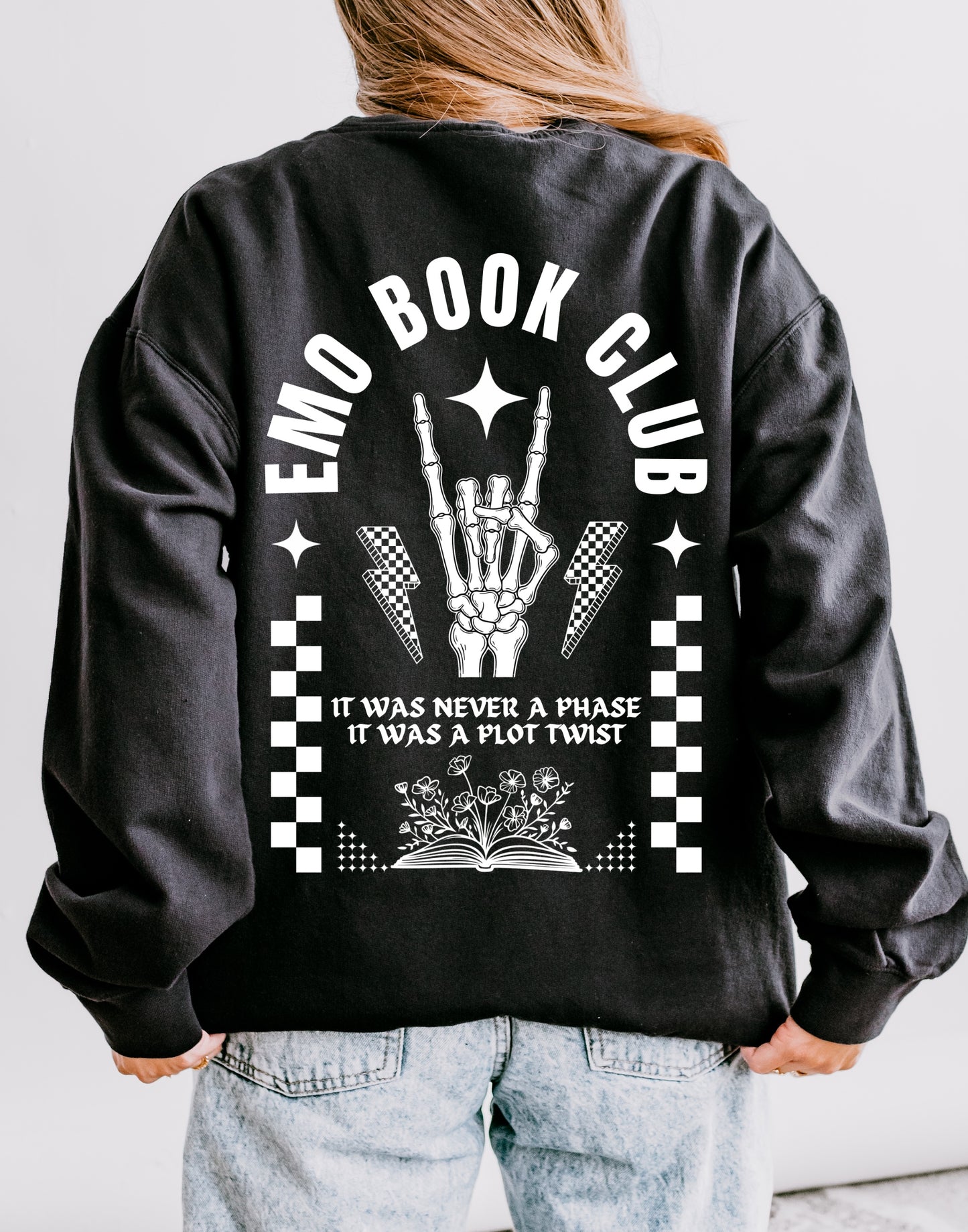 Emo Book Club Crewneck Sweatshirt, Unisex Heavy Blend Sweatshirt, Novelty Sweatshirt, Gift for Book Lovers, Retro Graphic Hoodie