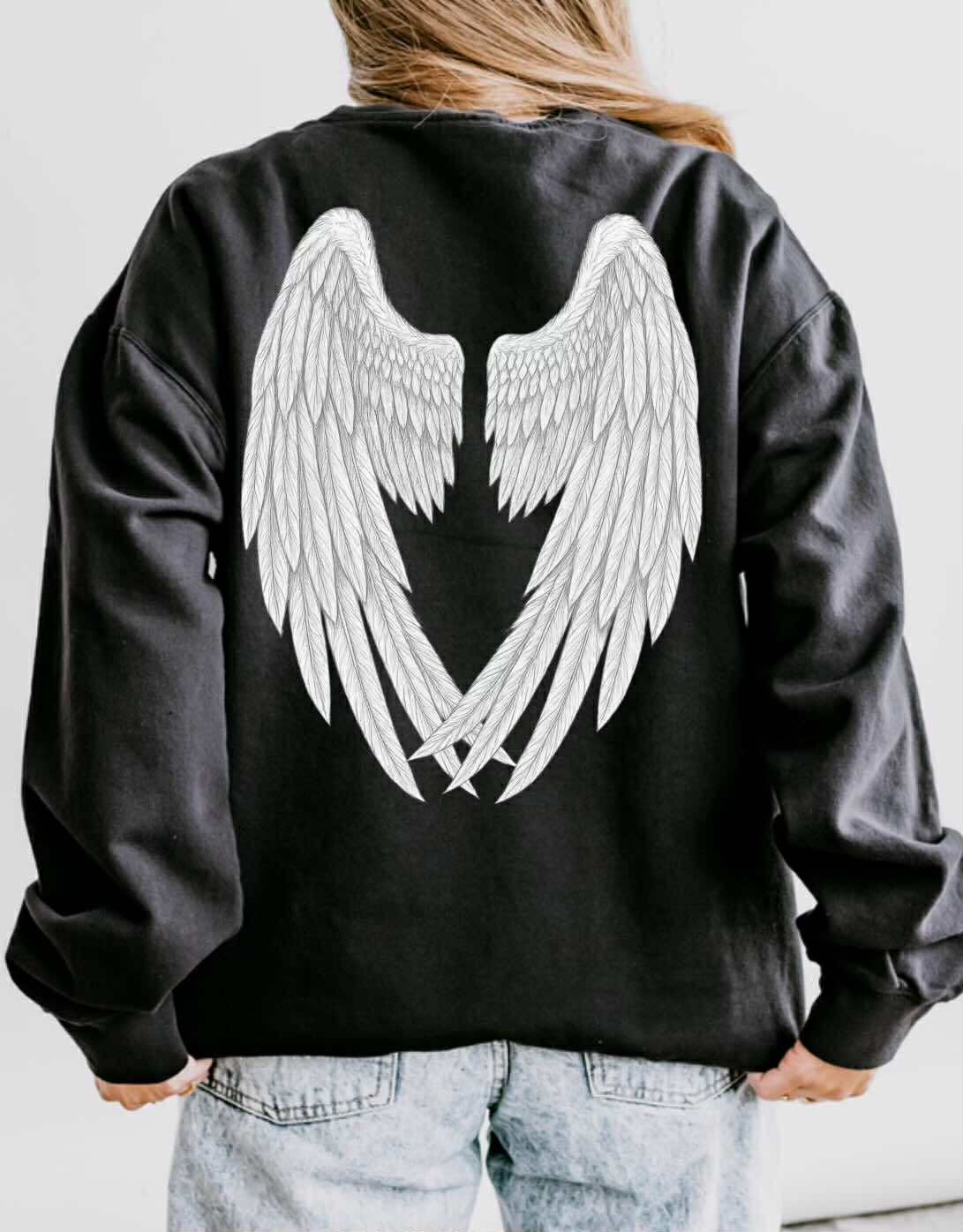 Honorary Raven Crewneck Sweatshirt - Unisex Heavy Blend with Angel Wings Design