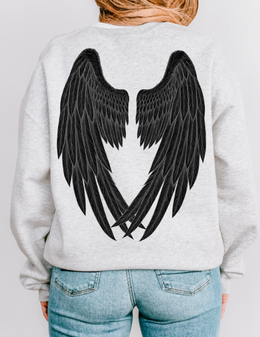 Honorary Raven Crewneck Sweatshirt - Unisex Heavy Blend with Angel Wings Design