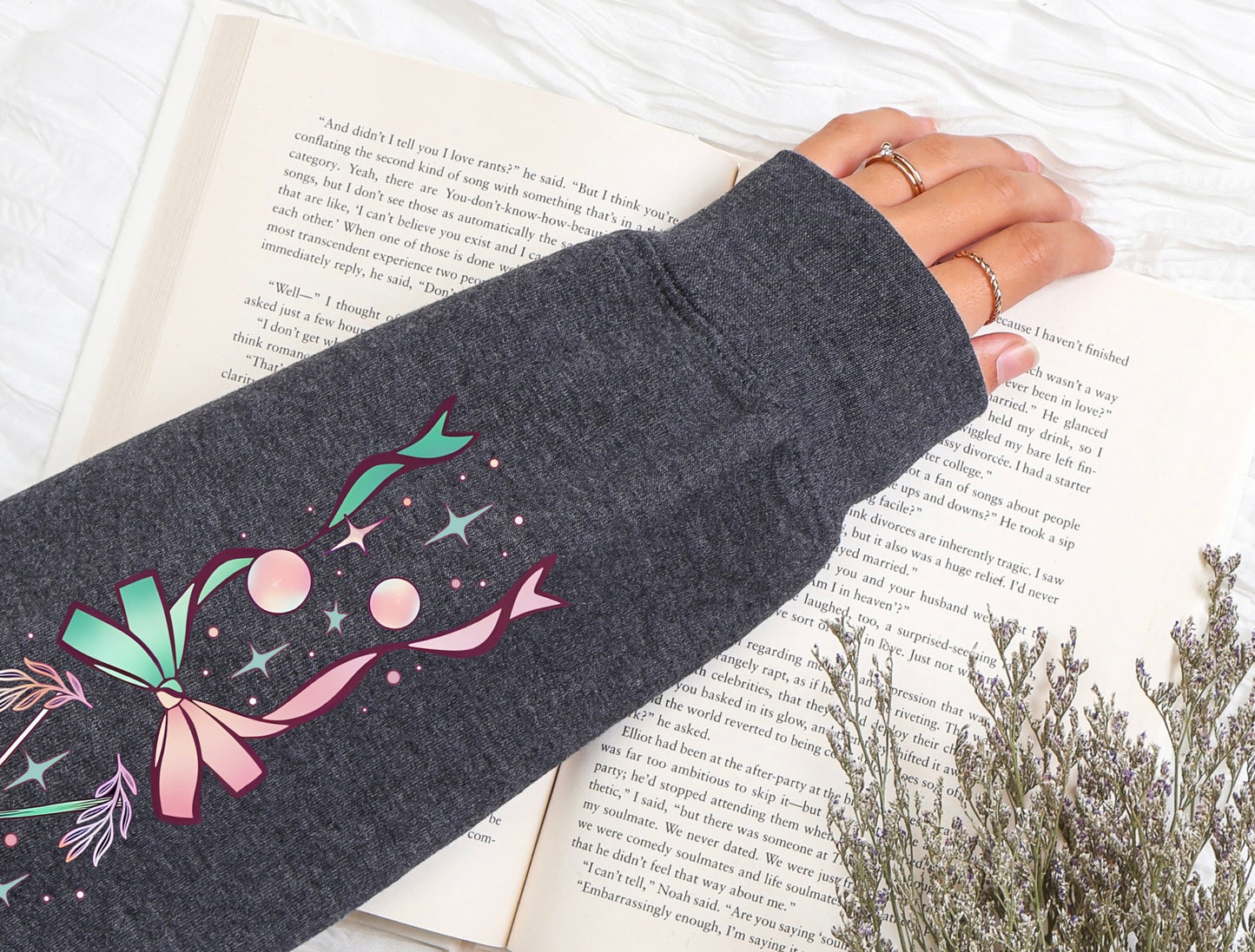 Wicked Booklover Crewneck Sweatshirt — Stacked Magical Books Graphic