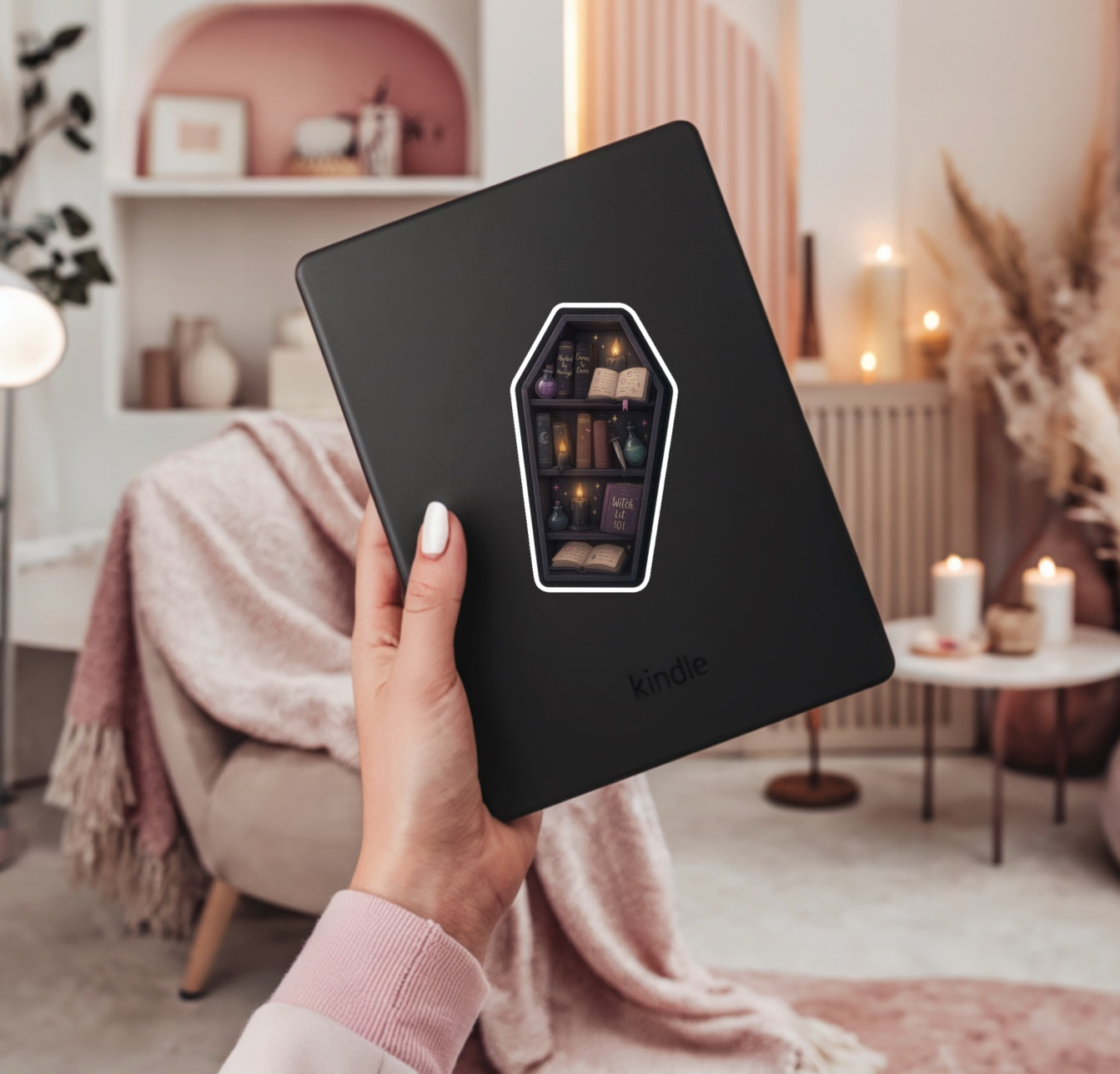 Witchy Coffin Bookshelf Sticker