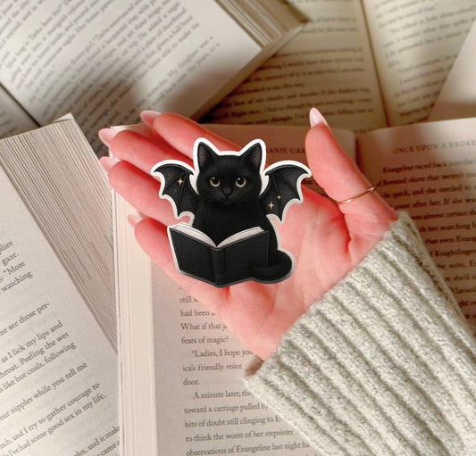 Bat Cat Reading Familiar Sticker